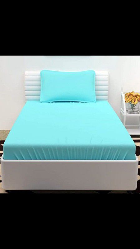 SLEWINO 144 TC Polycotton Single Self Design Flat Bedsheet  (Pack of 1, Blue)