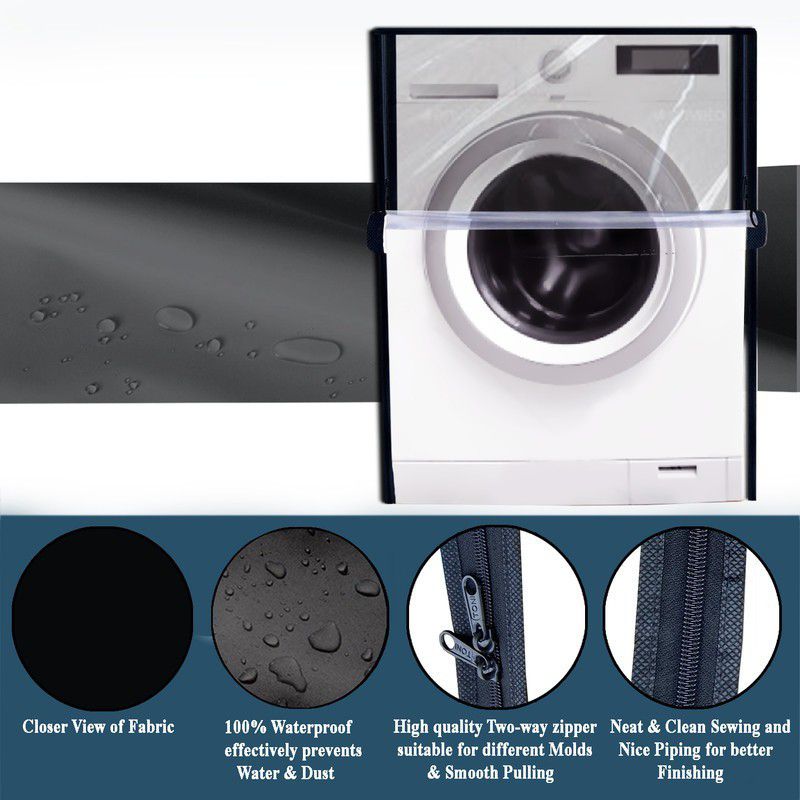 JM Homefurnishings Front Loading Washing Machine Cover  (Width: 59 cm, Black)