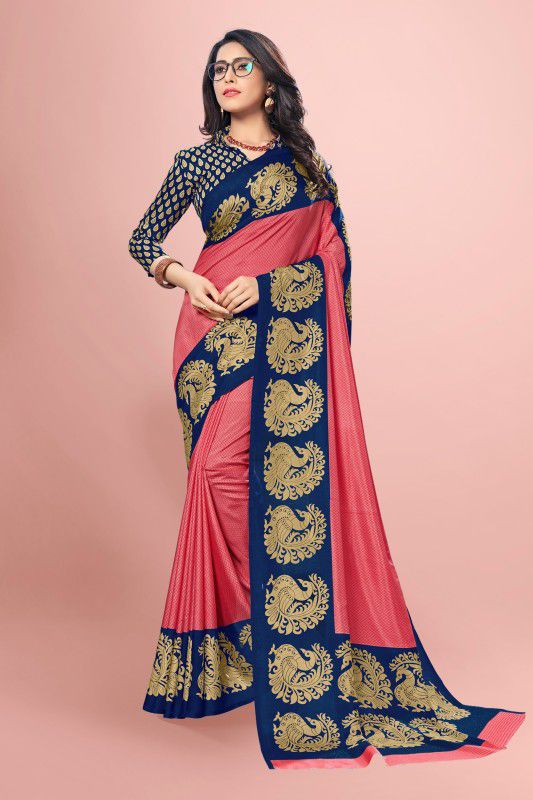 Striped Bollywood Art Silk Saree  (Pink)