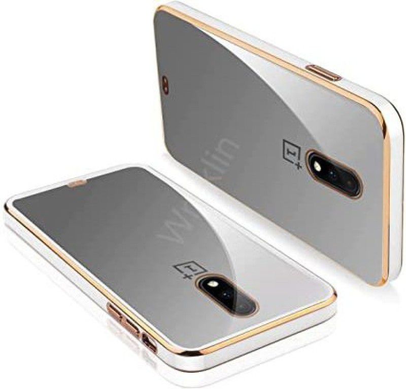 Urban Tech Back Cover for One Plus 6T |Electroplated Silicon Golden Plating Crystal Clear Case |  (White, Grip Case, Pack of: 1)