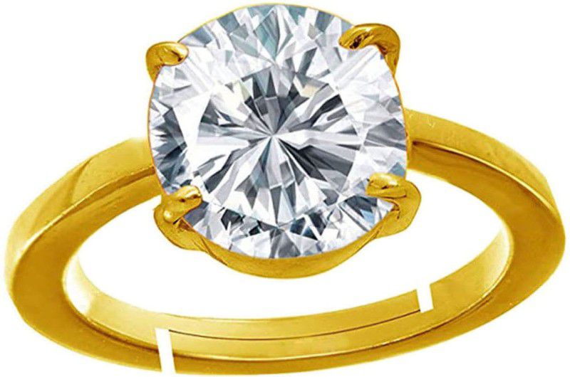 Zircon/American Diamond 9.25 Ratti or 8.5 Ct Panchdhatu/5 metal Men Adjustable Stone Ring