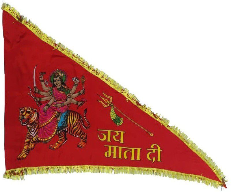 ITTUM Religious Jai MATA Di Flag/Jhanda for Temple/Home(Size 35x26Inch) Triangle Outdoor Flag Flag  (Satin)
