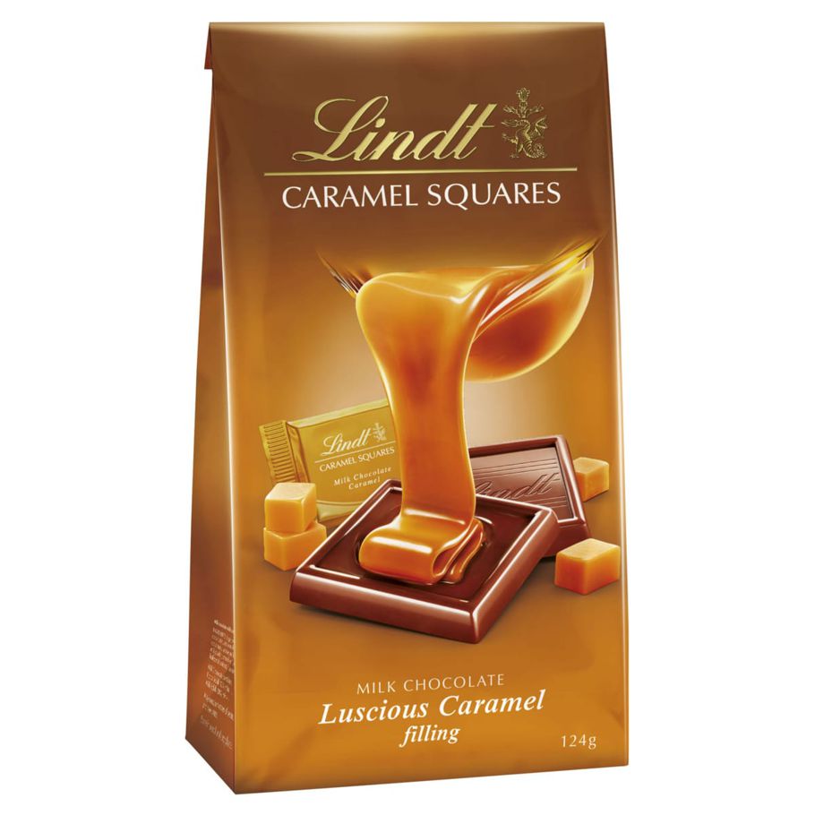 Lindt Caramel Squares Milk Chocolate Bag 124g