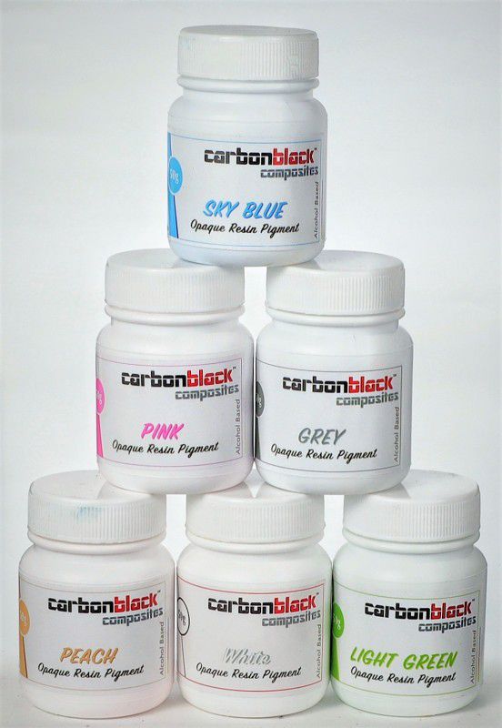 carbonblack composites Opaque resin pigment set B  (Set of 6, sky blue, pink, grey, white, light green, peach)