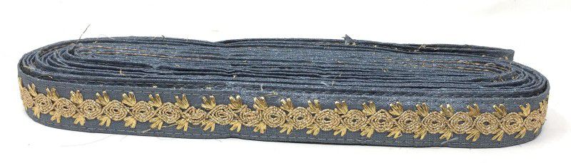 Inhika 9 Meters Lace Border Material, Gold Embroidered, Cotton Mix Fabric (1 inches Wide, Gray) for saree dupatta lehenga blouse Lace Reel  (Pack of 1)