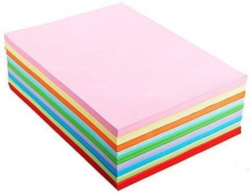 Eclet 50 pcs Color (10 Sheets Each Color) A4 Medium Size Sheets Art and Craft Paper Double Sided Colored(Length -27.5 cm Width - 20.3 cm) A4 90 gsm Coloured Paper  (Set of 1, Multicolor)