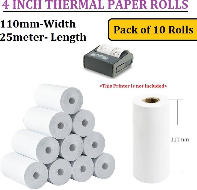 AIMERS 4 Inch Thermal Printer/Billing Machine Paper Rolls- 110mm x 25meter Thermal Cash Register Paper  (110 mm x 25 mm)