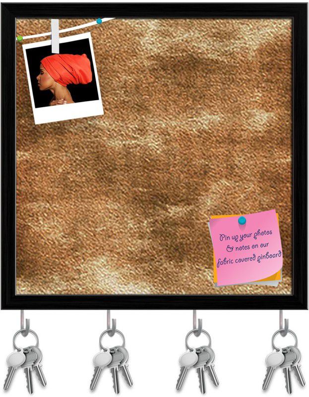 Artzfolio Grunge Tile Pin Board with Key Holder Hooks Black Frame 8x8inch (20x20cms) Cork Bulletin Board  (Multicolor 8 x 8 inch (20 x 20 cms))