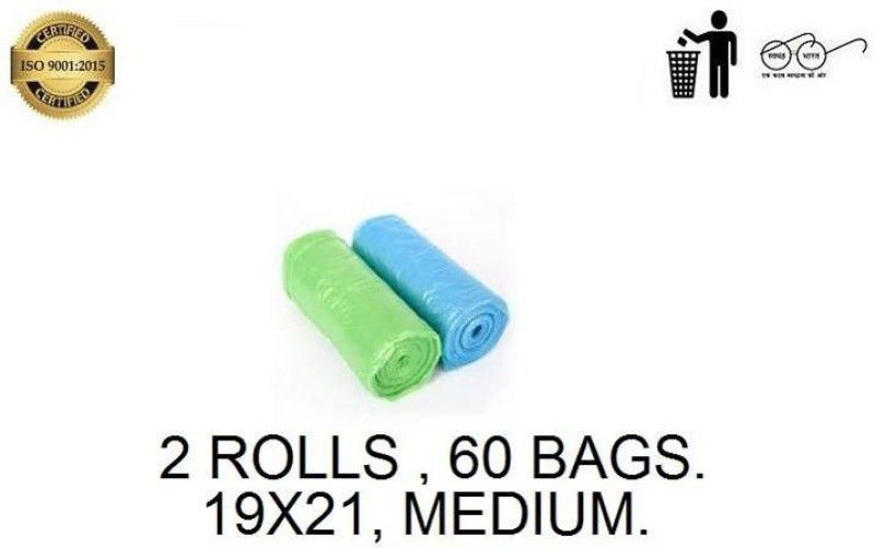 MJ Exim 1 BLUE, 1 GREEN, pack of 2 ( 60 BAGS )GARBAGE BAGS Medium 13 L Garbage Bag  (60Bag )