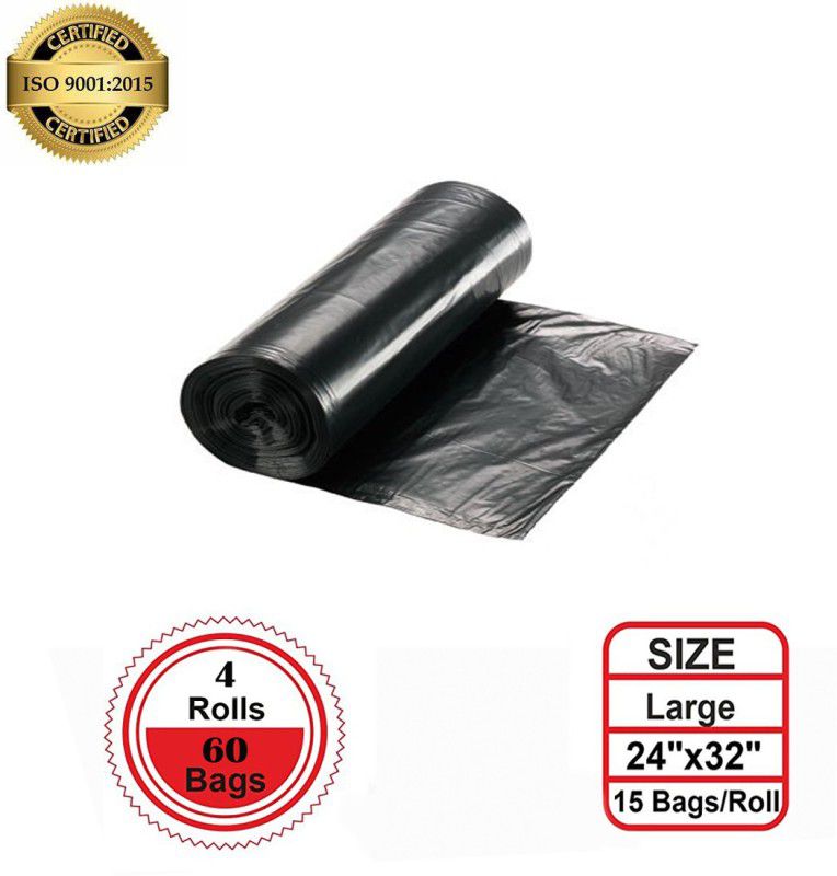 Trashcan Clean-Biodegradable Garbage Bags 4 Rolls ( Black Color) Large 120 L Garbage Bag  (60Bag )