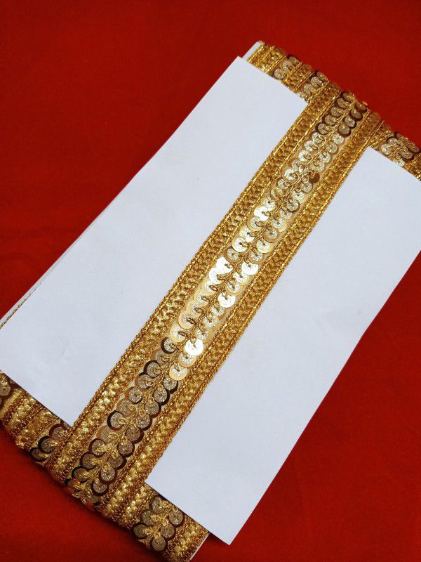Balar Heavy designer Glitter Gold 9mm Sequence Lace Border for Art Craft Work Sarees /Dress/ /Dupatta/Lehenga/choli/kurti/Blouses/Suits/ Lace Reel  (Pack of 1)