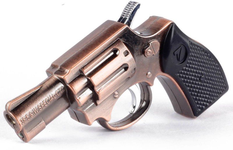 ASRAW Refillable Miniature Small Hand Gun Pistol Shaped Windproof Lighter with LED Light - Mini Gun Jet Flame Lighter Pocket Lighter  (Copper)