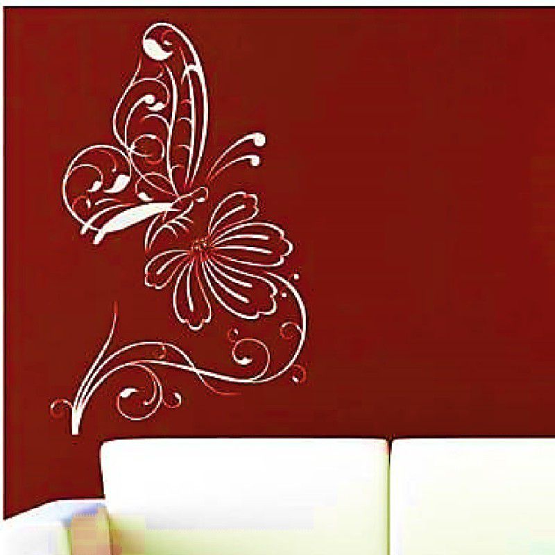 shine interiors Wall Stencil Design Reusable Home Decore Size (24X40 Inch) Butterfly With Flower Stencil  (Pack of 1, Butterfly)