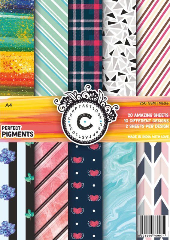 Craftastique Perfect Pigments Designer Paperpack A4 250 gsm Craft paper  (Set of 1, Multicolor)