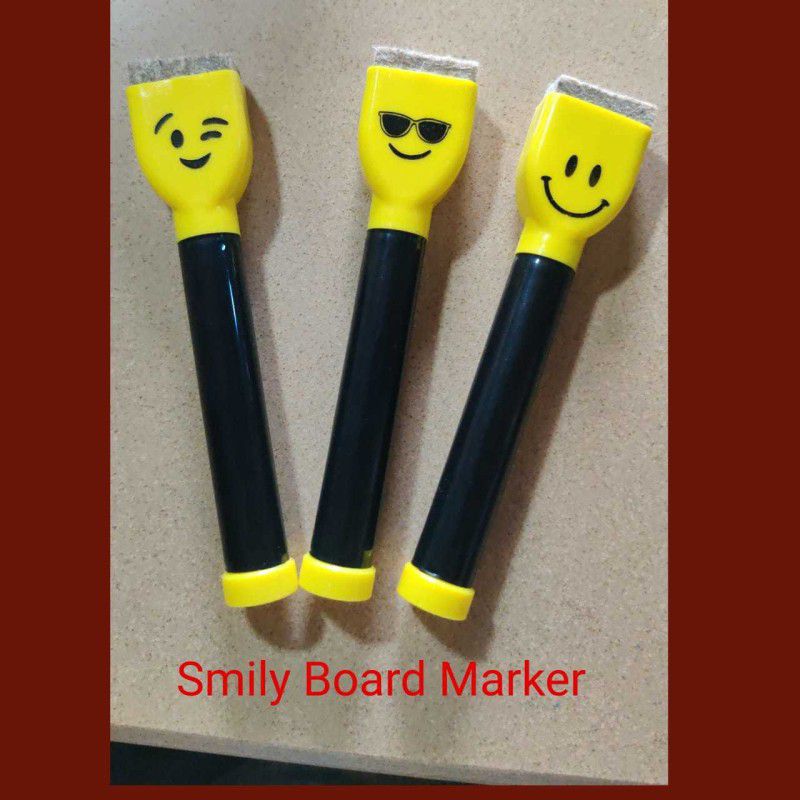Mrkline Smiley Board Marker with Duster.  (Set of 10, Blue, Black, Red, Green)