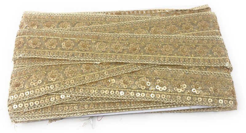 Inhika Women's Heavy Lace Border for Saree Decoration Trim, Sequins Embroidered (4 cm - 5 cm wide, 9 meter long, Organza Material) Lace Reel  (Pack of 1)