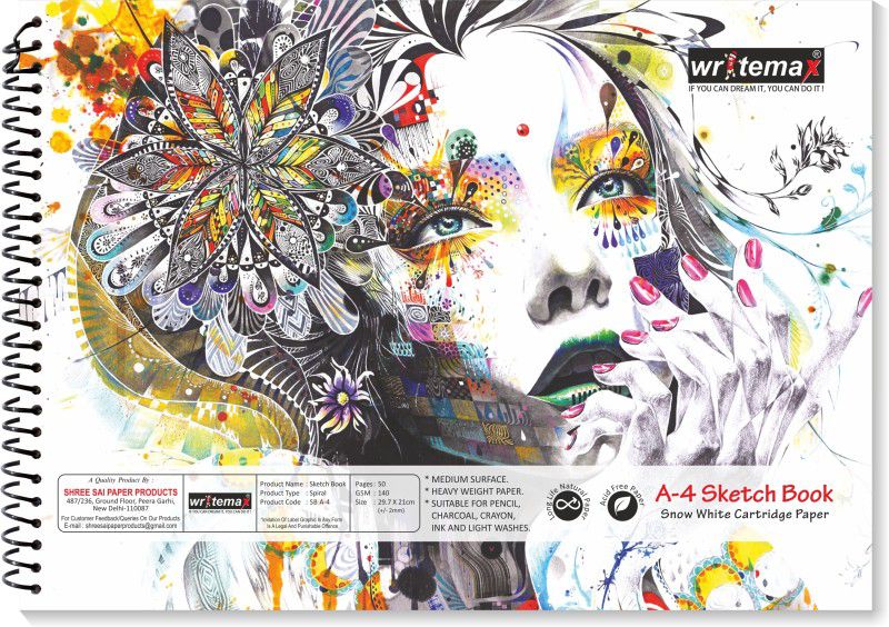 Writemax SB A-4 Artist sketch book 25 sheets (pack of 2 pcs.) Sketch Pad  (25 Sheets, Pack of 2)