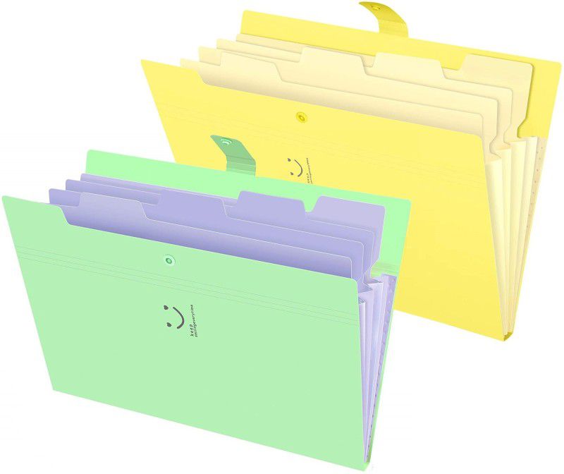 Corslet Files and Document Folder Certificate Holder A4 File Cover with 5 Pockets Files and Folders Document File Folder for Certificate Files Document Organizer File Folder for Home, School and Office Use File Folder  (Set Of 2, Multicolors)