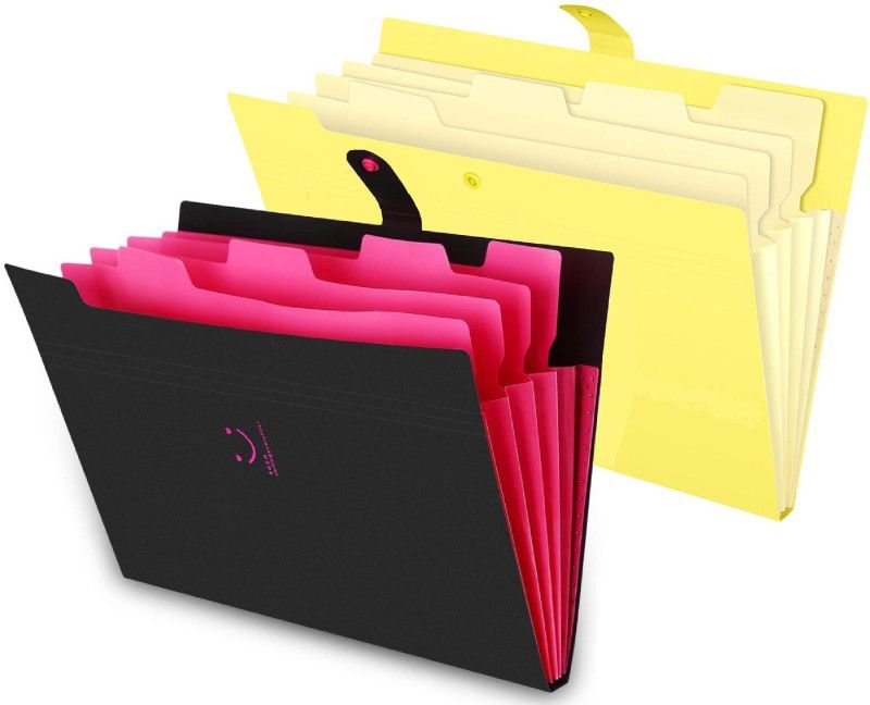 Corslet Document File Folders for Certificates A4 file cover with 5 pockets Certificates holder Files document Office Files and Folders Document Organizer File Folder  (Set Of 2, Multicolors)