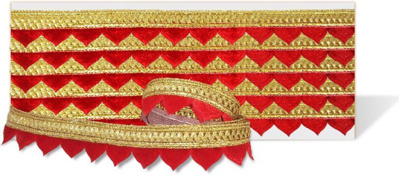 Uniqon (18 Mtr & Width:2cm) Triangular Velvet Gota Patti Trim Sarees Suits Border (Red) Lace Reel  (Pack of 1)