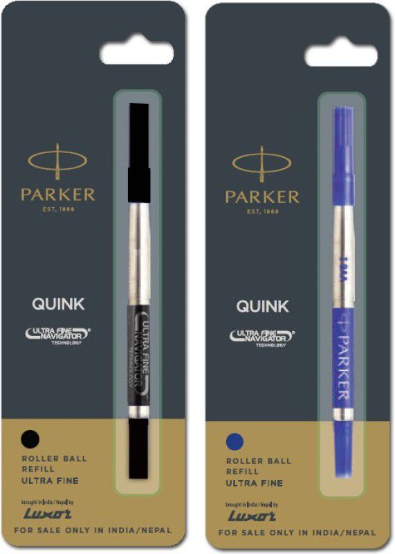 PARKER Ultra Fine Navigator Roller Pen Black 1 Blue 1 Refills Ball Pen Refill  (Pack of 2, Black, Blue)