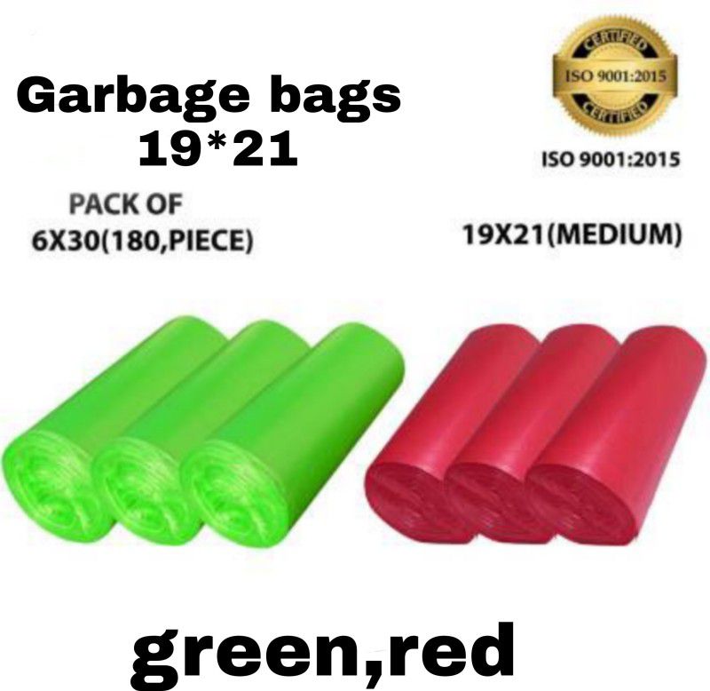 MJ Exim mix green oxi trash bin bags 19*21 inch Medium 14 L Garbage Bag  (180Bag )