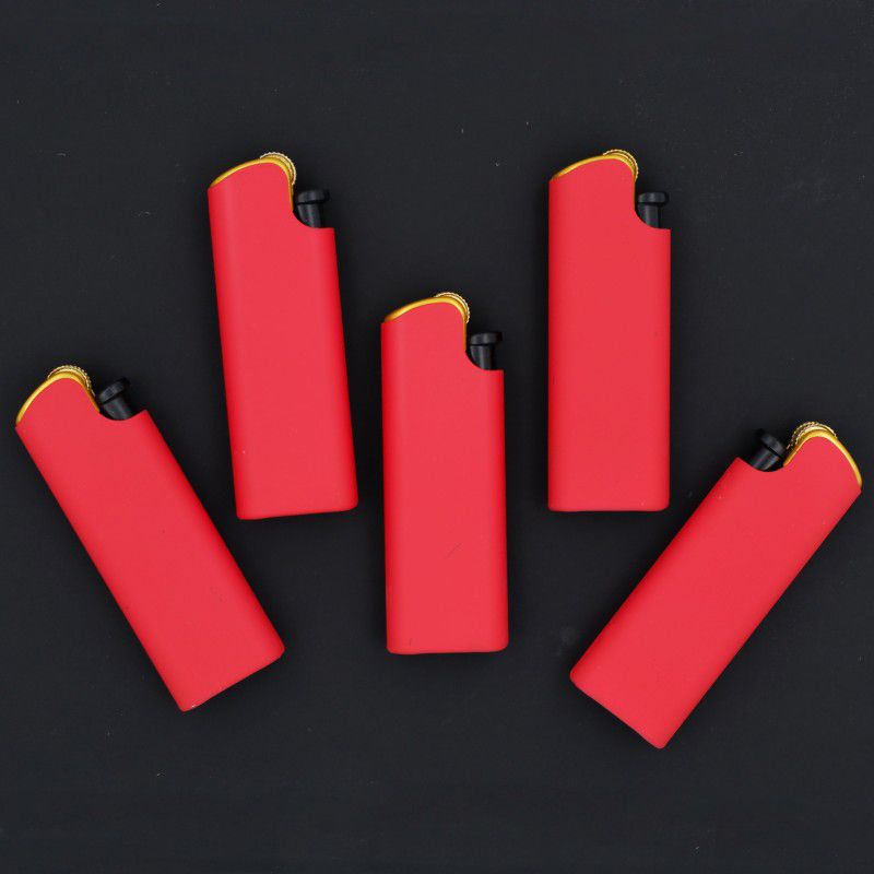 ASRAW Refillable Soft Flame Lighter - Pack of 5 Matt Red Premium Pocket Lighter  (Red)