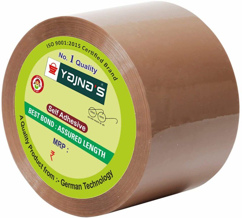 YAJNAS 3 Inch 65 Meters, Pack of 01, 50 Microns Brown BOPP Tape Self Adhesive High-Strength Packing Tape Rolls, Packaging Tape | Brown Cello Tape | Industrial Tape for Home, Office use & Box Packing Manual Dispenser Brown Cello Tape (Manual)  (Brown)