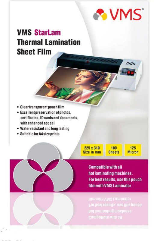 VMS Starlam Thermal A4 Lamination Pouch 225x310mm 125 Micron for Document and Certificate A4 Laminating Sheet  (125 mil Pack of 1)