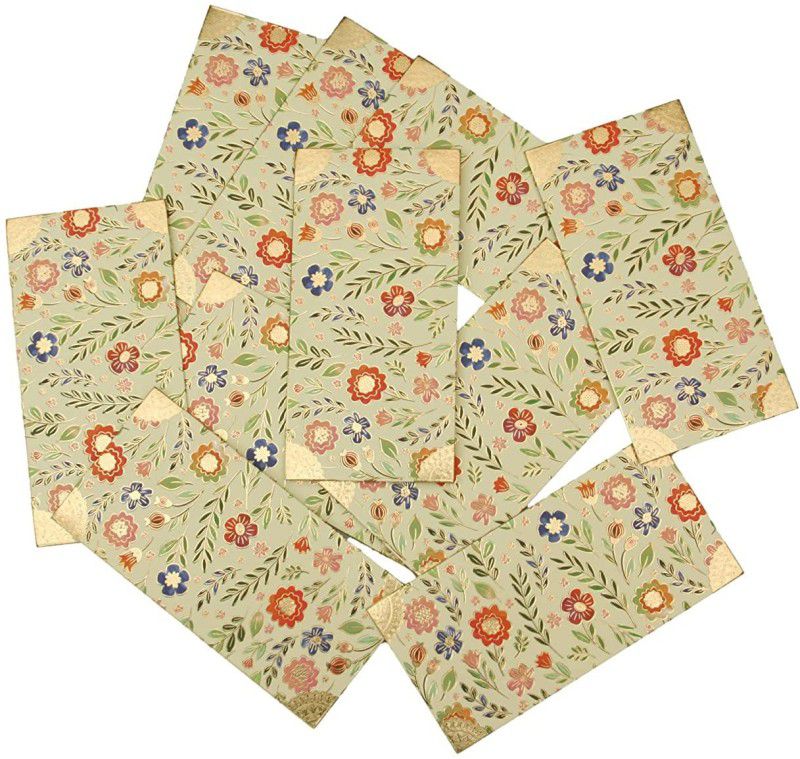 LIFAFEWALA Premium Digital Flowers Print Design Shagun Envelopes in Matt Finish |(M-253) Envelopes  (Pack of 10 Yellow)