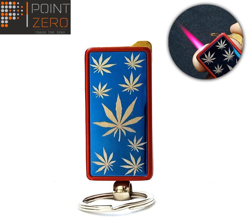 Point Zero Premium Essential Refillable Lighter Leaf Shaped For Cigarette Slim Design - Windproof Lighter -Jet Flame - Hookah Lighter Pocket Lighter  (Blue, Red)