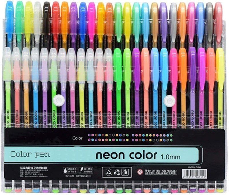 MAITRI ENTERPRISE Neon Color Gel Pen Set 48 Pcs for Sketching Painting Drawing Gel Pen  (Pack of 48, Multicolor)