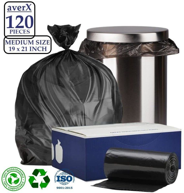 ShopeeBee Premium Garbage Bags (Black, Medium, 19x21 inches) - 30 Bags/Roll - Pack of 4 Medium 20 L Garbage Bag  (120Bag )
