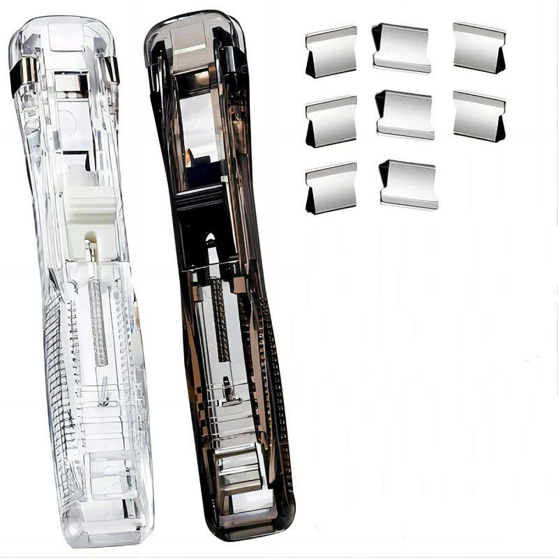 Deli Portable Handhel Paper Clam Clip Dispenser with 8 Reusable Stainless Steel Metal Manual Multi Binder