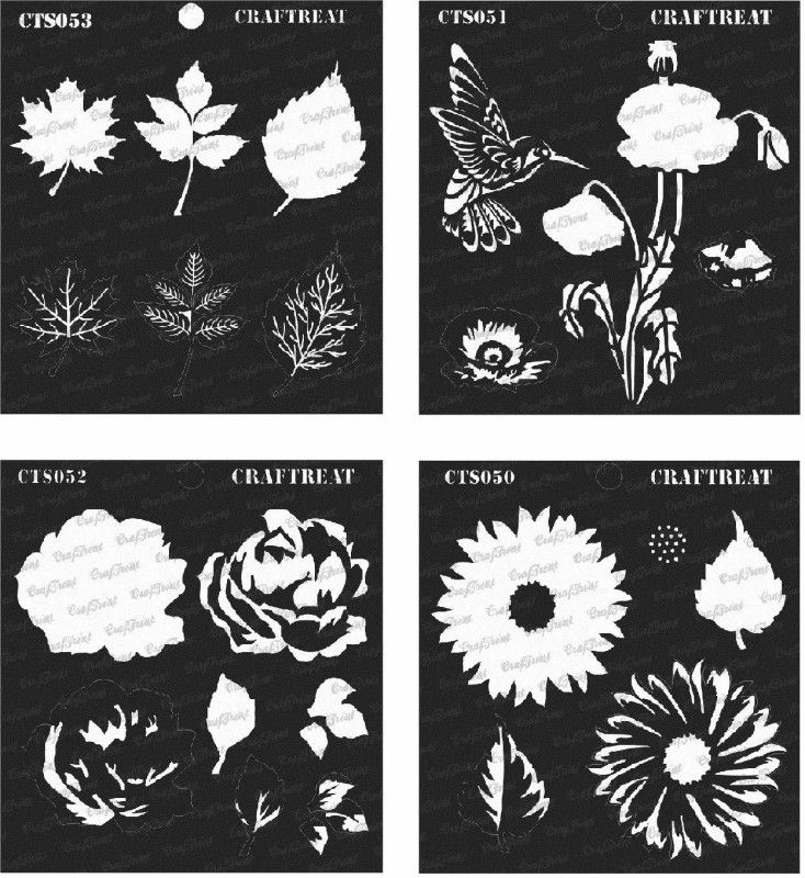 CrafTreat CTS052n051n050n053 Rose & Poppy & Sun Flower & Leaves (Size : 6