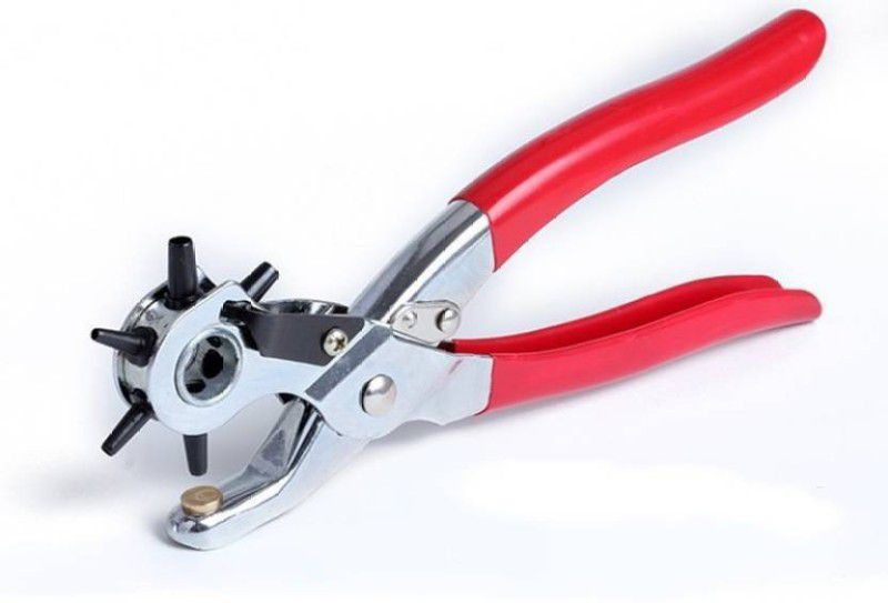 AADCART Revolving Leather Canvas Rubber Belt Holes Punch Plier (Length : 5 inch) Punches & Punching Machines  (Set Of 1, Red)
