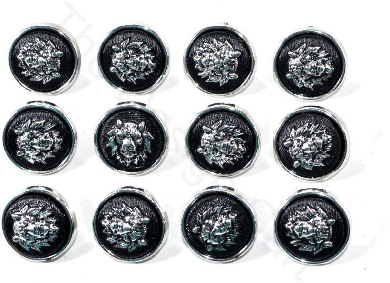 The Design Cart Black Silver Size-32L / 20 mm / 0.81 inches Acrylic Buttons  (Pack of 12)