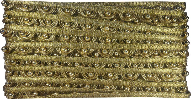 Utkarsh WG0023 WG0019 Golden Lace Patta Gota Patti With Mini Golden Balls Machine Made Embroidery Lace Border With 1.27cm Width And 9 Mtr Long Lace Reel  (Pack of 1)
