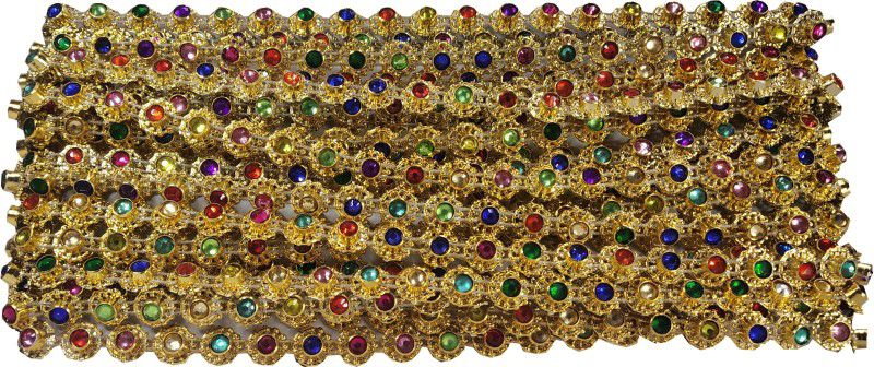 Utkarsh SCWG0049 WG0049 Golden Color Sparkling With Mini Multicolor Mini Stones Design Lace Gota Patti Design Machine Made Embroidery Lace Border With 0.508cm Width And 9 Mtr Long Lace Reel  (Pack of 1)