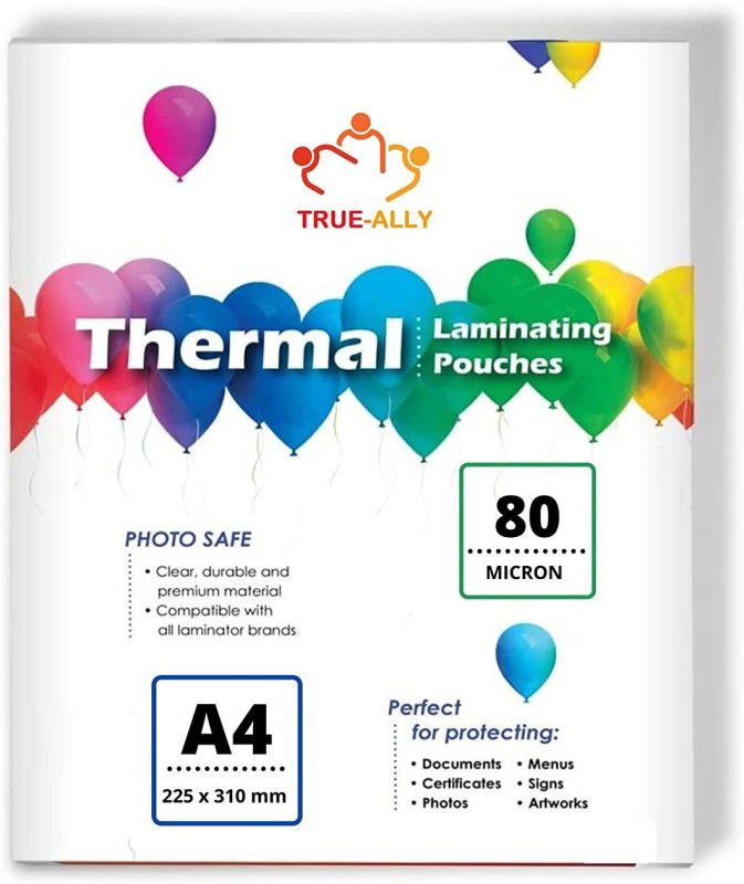 True-Ally Lamination Pouch Clear Glossy Thermal Transparent Waterproof 25 Sheets A4 Laminating Sheet  (250 mil Pack of 25)
