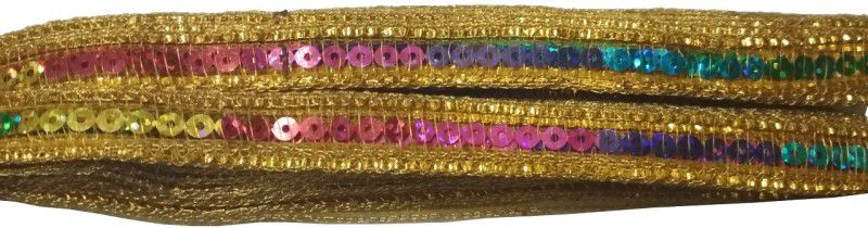 Utkarsh WG0001 Multicolor Sitara Zari And Gota Patti With Sparkling Design Machine Made Embroidery Lace Border With 2.54cm Width & 9 Mtr Lace Reel Lace Reel  (Pack of 1)