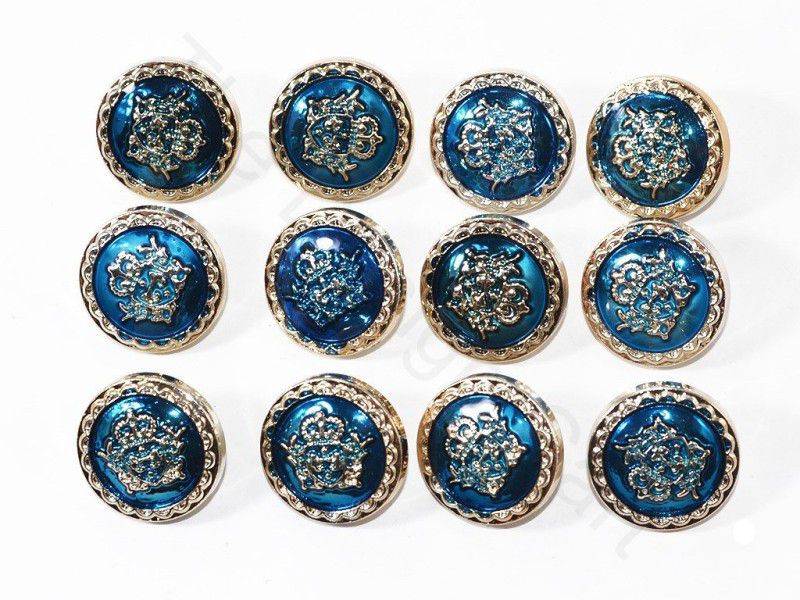 The Design Cart Blue Size-32L / 20 mm / 0.81 inches Acrylic Buttons  (Pack of 12)
