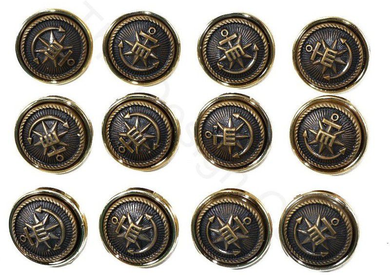The Design Cart Black Dull Golden Size-32L / 20 mm / 0.81 inches Acrylic Buttons  (Pack of 12)