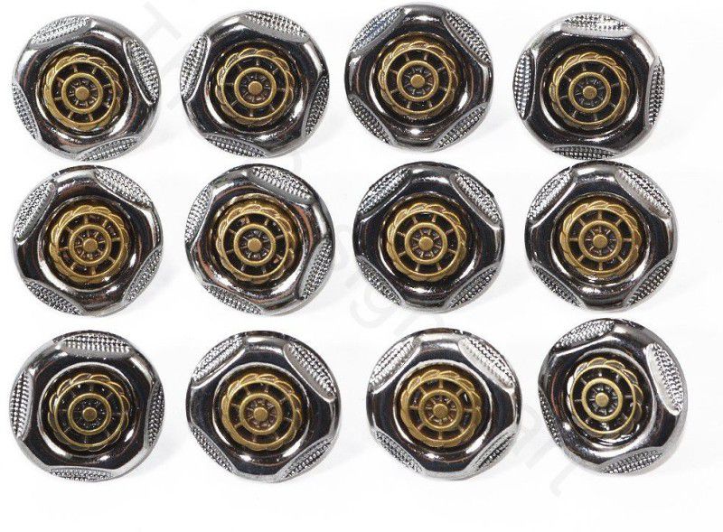 The Design Cart Grey Golden Size-32L / 20 mm / 0.81 inches Acrylic Buttons  (Pack of 12)