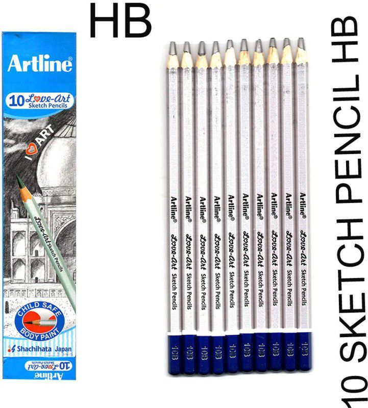 Artline 10 love art Black Sketch pencil Pack Of 6 Triangular Shaped Color Pencils  (Set of 6, Black)