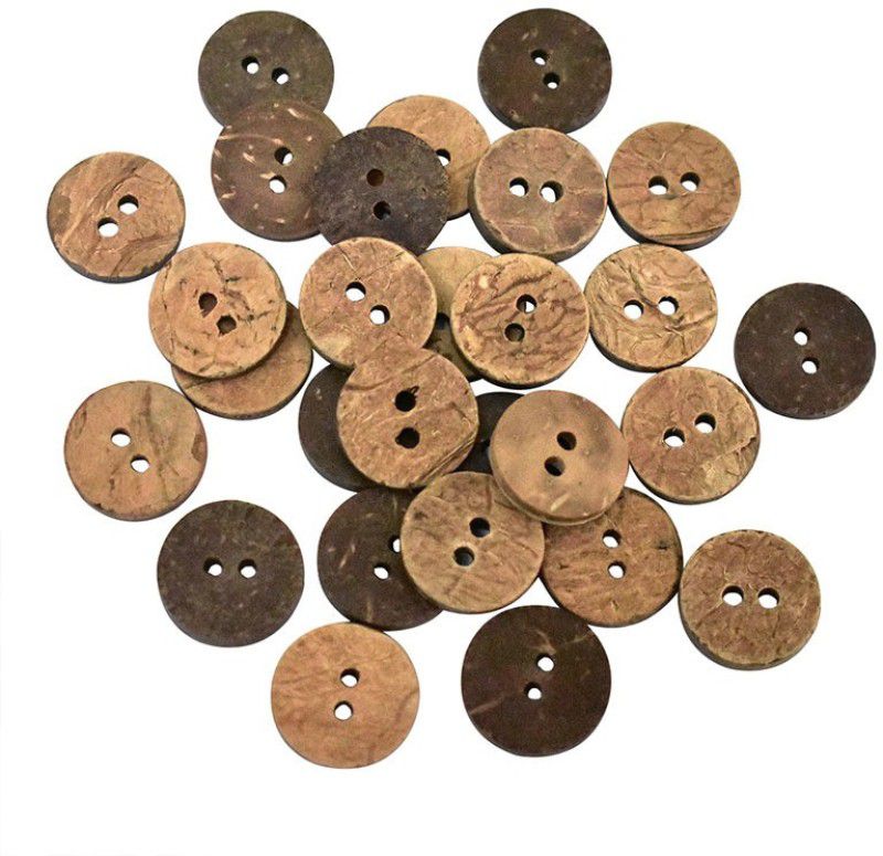 Embroiderymaterial 1.5CM Round 2 Holes Coconut Shell Buttons  (Pack of 72)