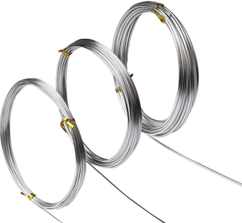 GREENARTZ 15 mtr Aluminium wire set of 3 Silver Beading Wire  (Diameter : 1.5 mm)