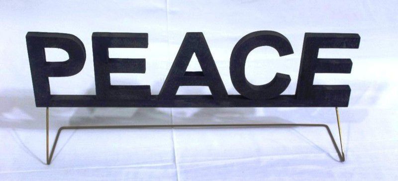 Online Art Effects Wood & Metal Antique Home Decor Table Top "PEACE" Wooden Geometric Object