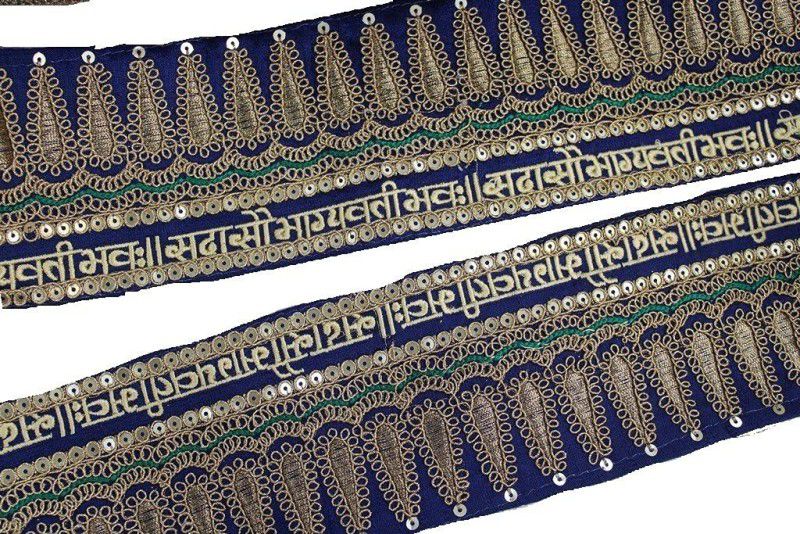 CMHOWLITE Navy Blue Traditional Zari Work Embroidered Border, Package of 9 Meter,Width 4 inch (10.16cm) for Saree, Lehenga, Suits, Blouses, Craft Work Lace Reel  (Pack of 1)