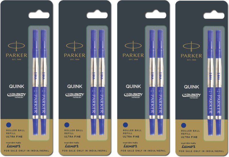 PARKER Ultra Fine Navigator Roller Ball Pen 8 Refills Black Refill  (Pack of 4, Blue)